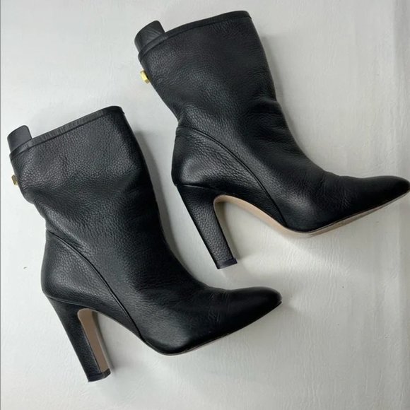 Stuart Weitzman Brooks High Heel Black Leather Booties (Size 6) - Picture 1 of 12